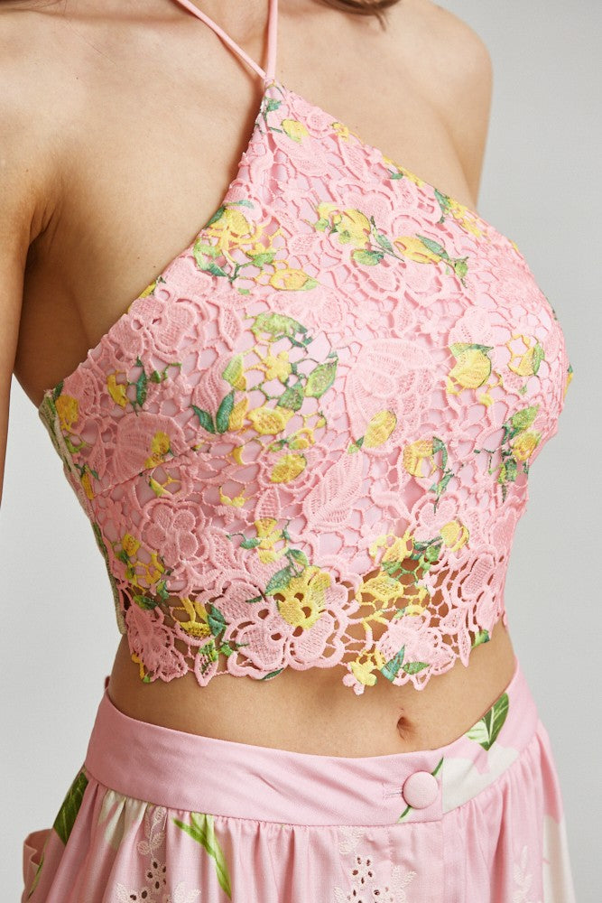 Floral Halter 2-pc  CARGO HARUM Pant Set