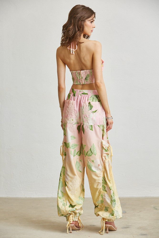 Floral Halter 2-pc  CARGO HARUM Pant Set