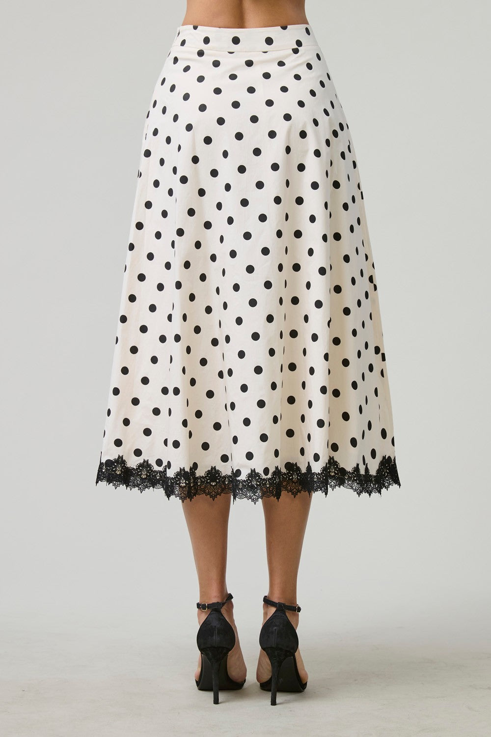 POLKA DOT PEPLUM TOP AND MAXI SKIRT SET