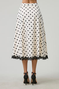 POLKA DOT PEPLUM TOP AND MAXI SKIRT SET