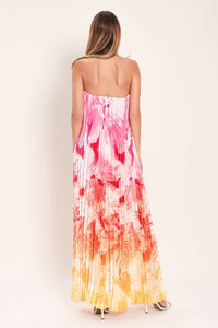 Pleated Maxi Tube Top Dress