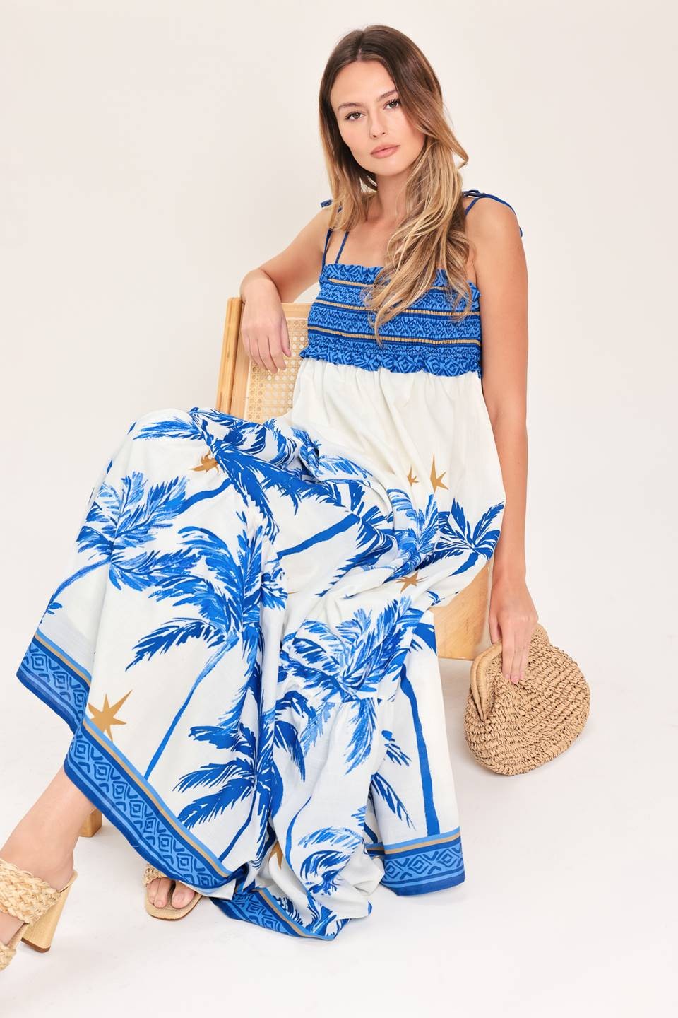 palm tree emily maxi dress