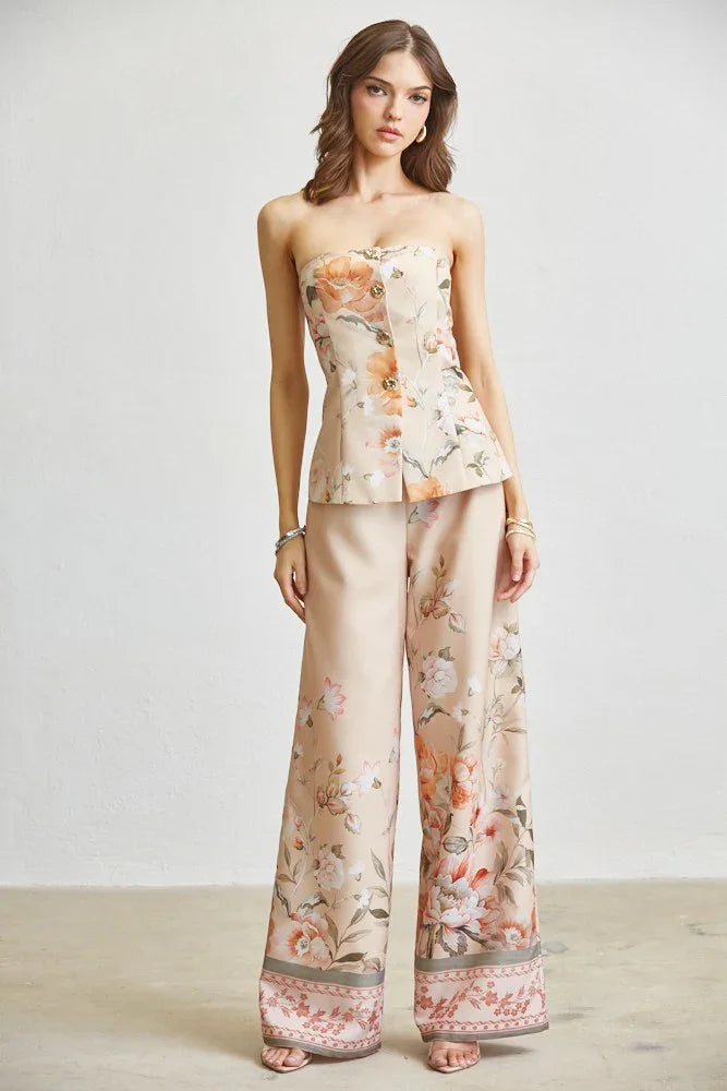 FLORAL BUSTIER PANT SET