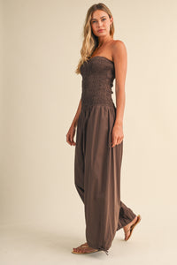 Tube Top Edge Balloon Fit Jumpsuit