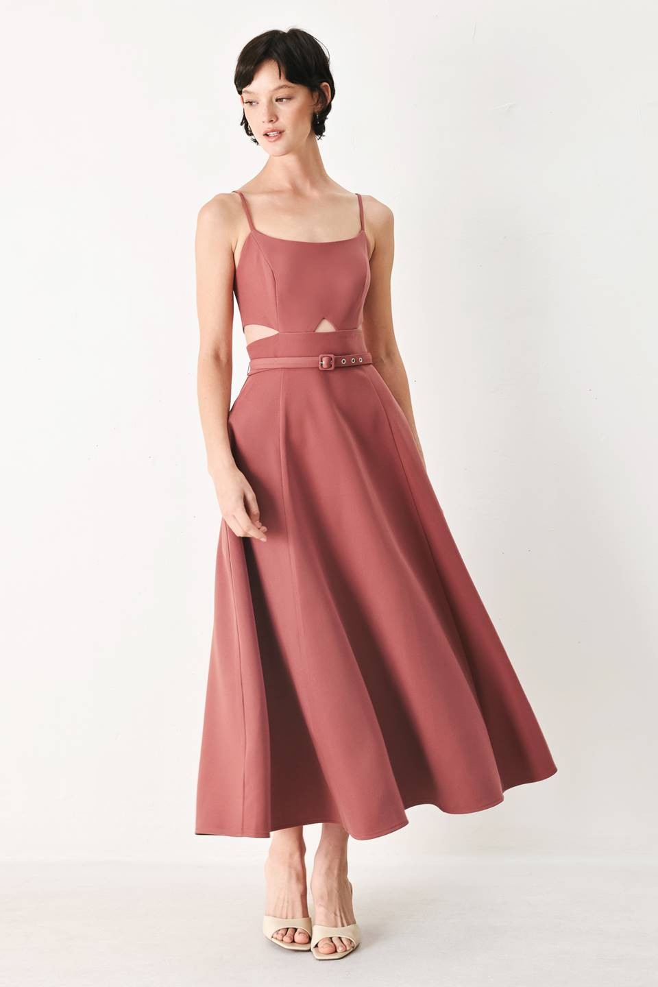 rose midi open side dress