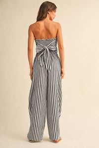 Striped Smocked Back Tie Handkercheif Top And Barrel Pants