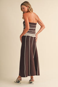 ANA Drop Waist Striped Sweater Maxi Dress