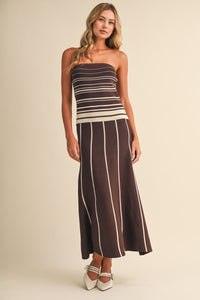 ANA Drop Waist Striped Sweater Maxi Dress