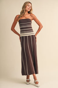 ANA Drop Waist Striped Sweater Maxi Dress