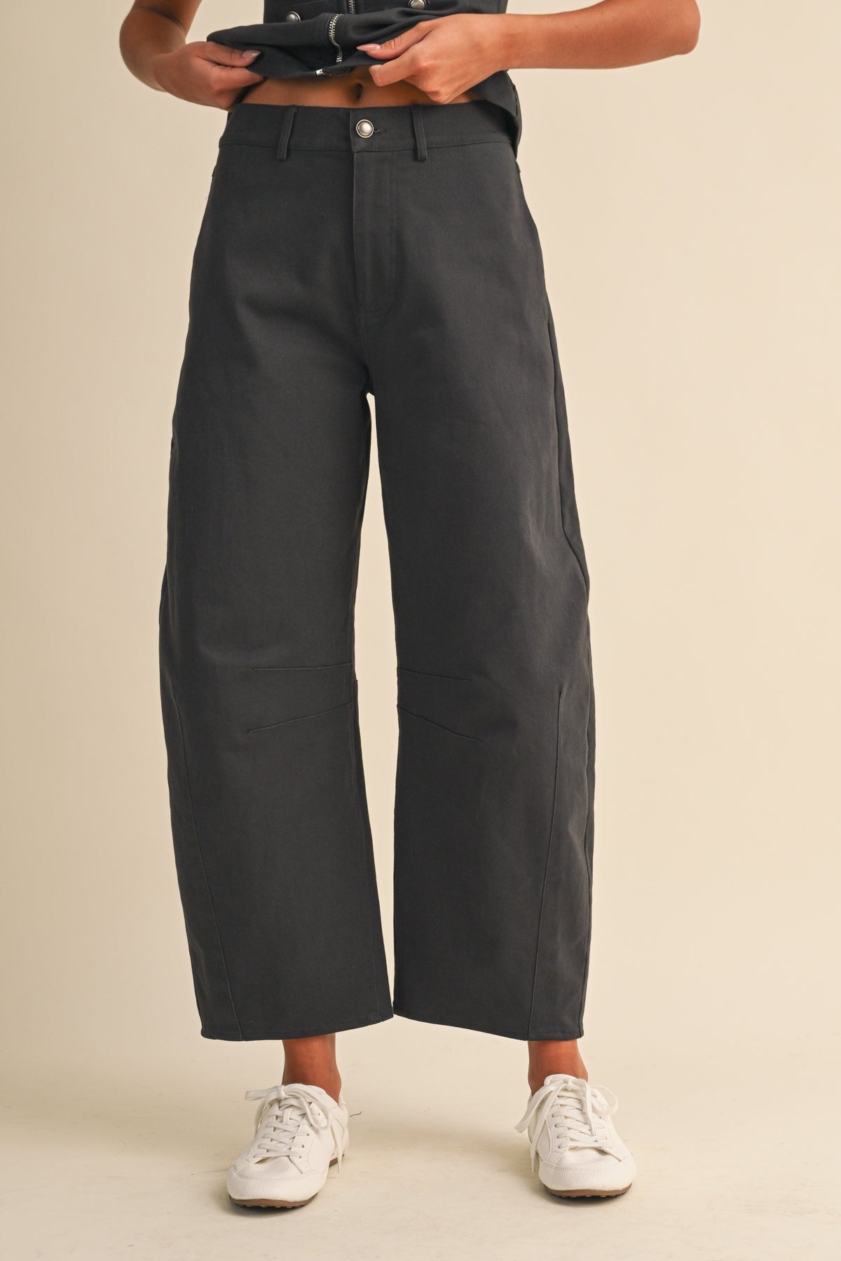 Stretch Twill Zip-Front Napoleon Vest & Barrel Pants Set