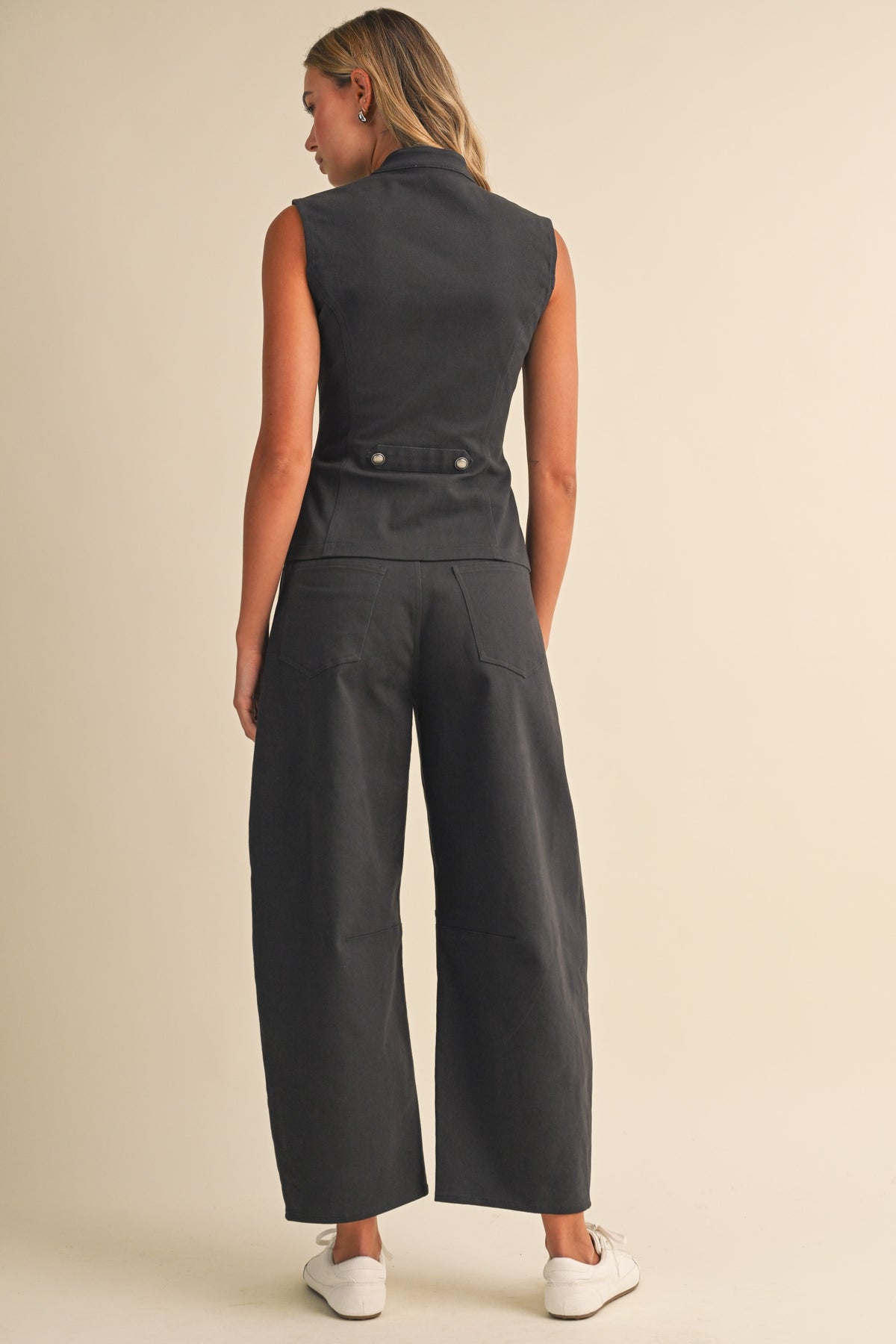 Stretch Twill Zip-Front Napoleon Vest & Barrel Pants Set