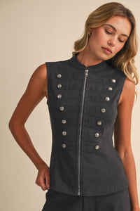 Stretch Twill Zip-Front Napoleon Vest & Barrel Pants Set