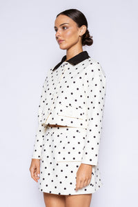 Lala Poka Polka Dot Crop Jacket & Mini Skirt Set