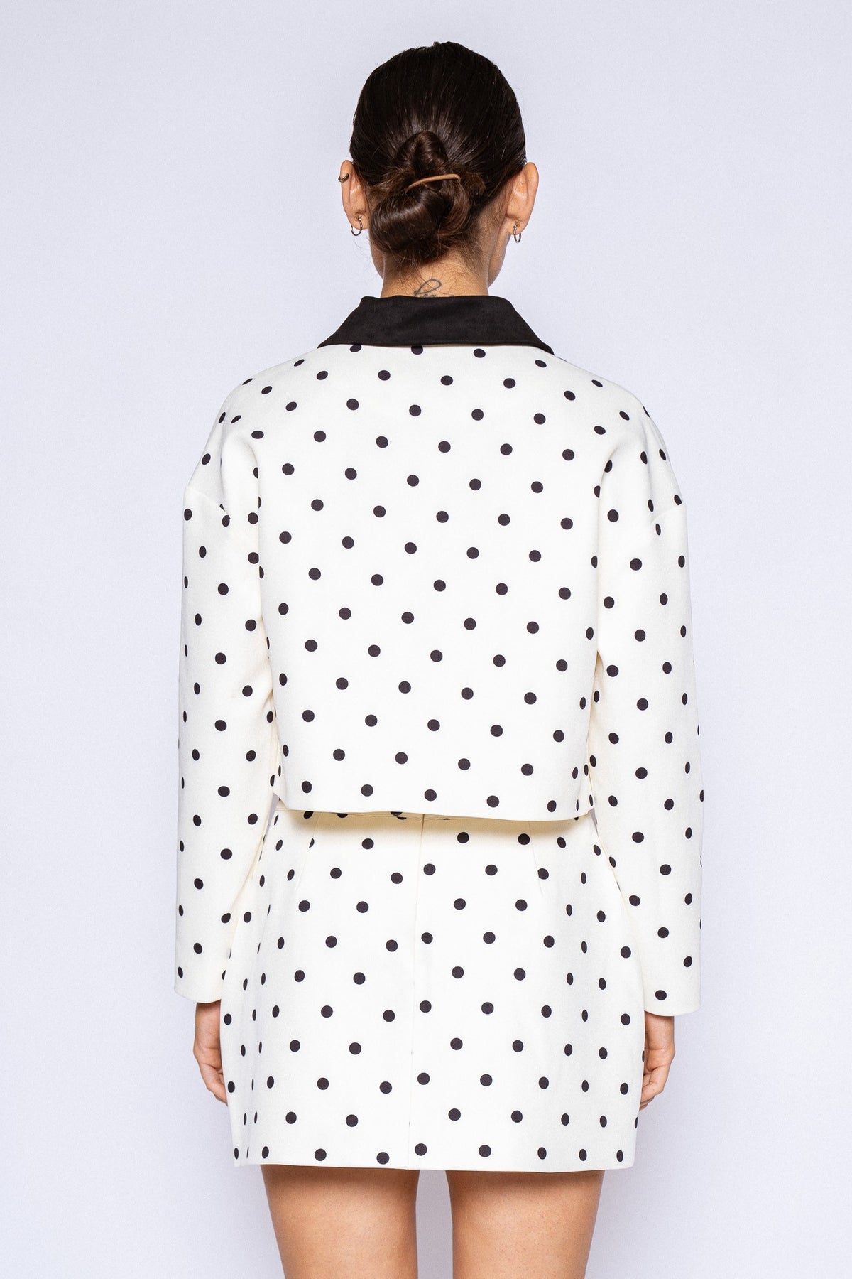 Lala Poka Polka Dot Crop Jacket & Mini Skirt Set