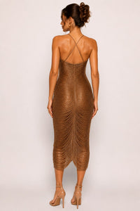 Taseel Ella Tassel Fringe Midi Dress — Olive Green