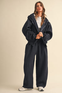 Raw Edge Seam Detail Hoodie & Straight Leg Jogger Set