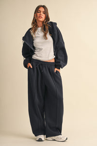 Raw Edge Seam Detail Hoodie & Straight Leg Jogger Set