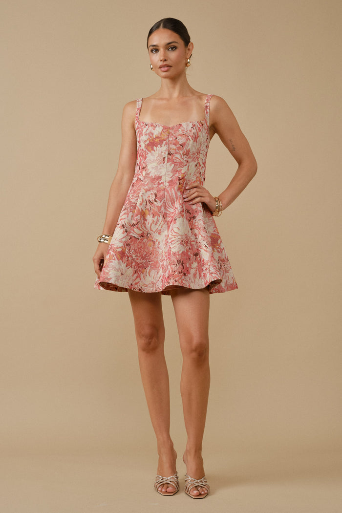 Floral Jacquard Mini Dress