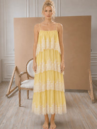 Bllea Lace Detail Ruffle Layered Maxi Dress