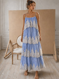 Bllea Lace Detail Ruffle Layered Maxi Dress