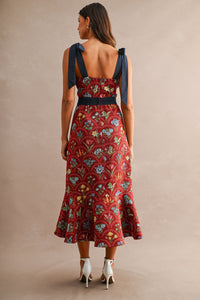 Tapestry Embroidery Mermaid Midi Dress