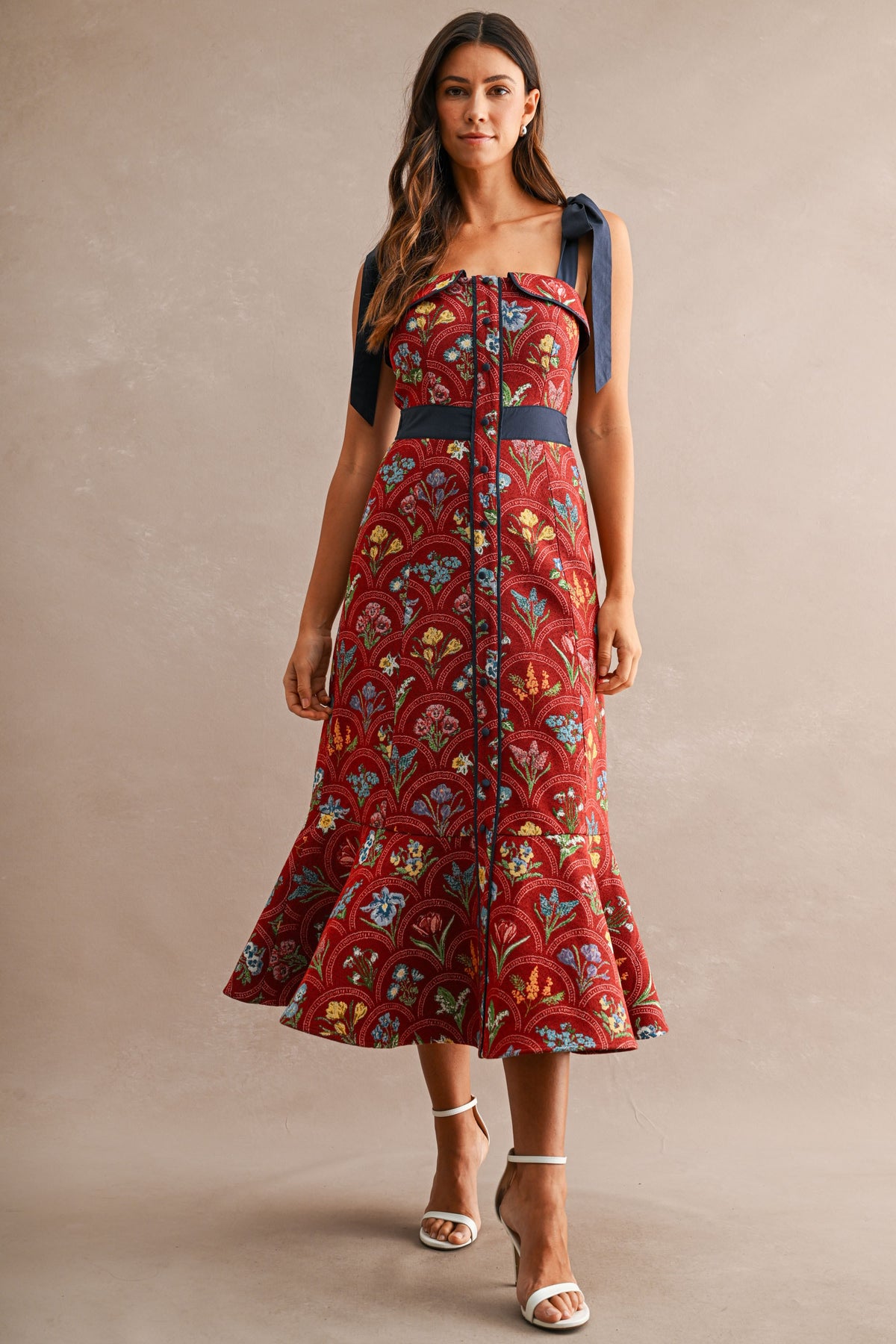 Tapestry Embroidery Mermaid Midi Dress