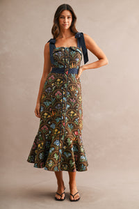 Tapestry Embroidery Mermaid Midi Dress