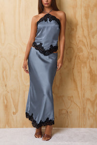 Amelia Satin Lace Halter Top & Maxi Skirt Set