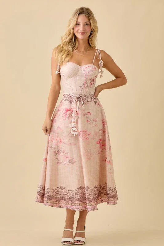 Bra Cup With Floral Flare Midi Dress PRIVILEGE