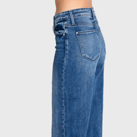 High Rise Comfort Stretch Wide Leg Jeans — Medium Dark Wash
