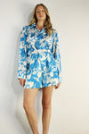 BLUE FLORAL PRINT SHIRTS AND SHORTS SET