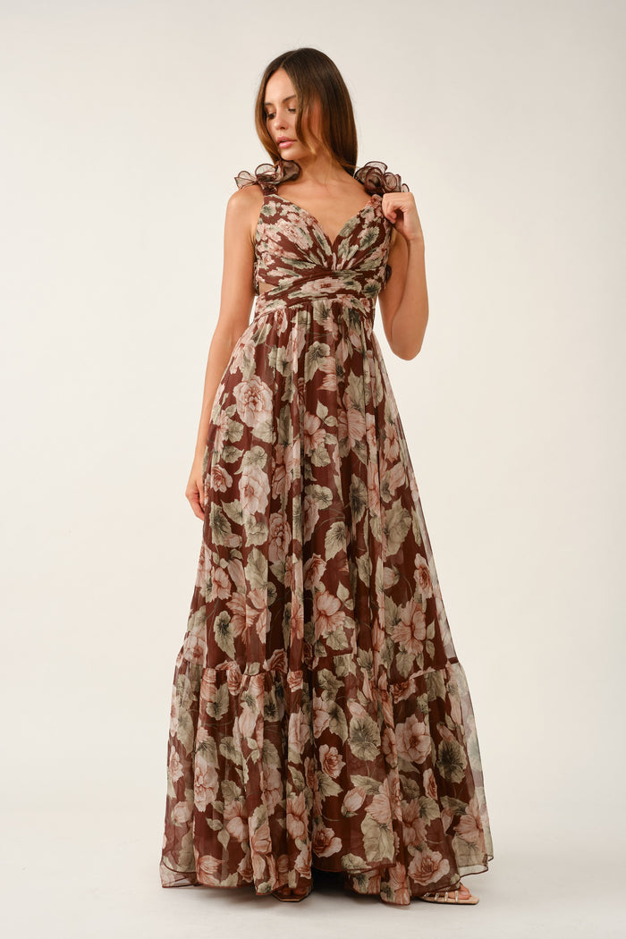 Cilly Floral Open Back Maxi Gown