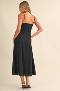 EMBROIDERED CONTRAST MIDI DRESS