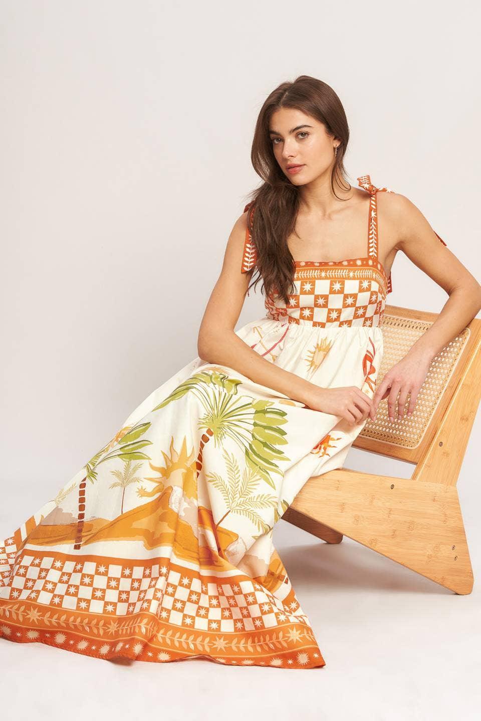 Ivory Multi Printed Woven Maxi Dress