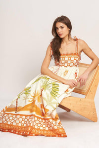 Ivory Multi Printed Woven Maxi Dress