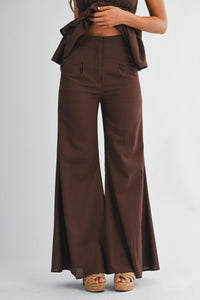Ruffle Halter Top & Flared Trousers Set