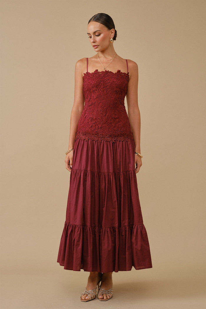 Lace Drop-waist Maxi Dress