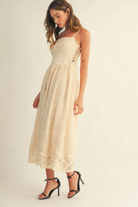Lace Side-Tie Midi Dress