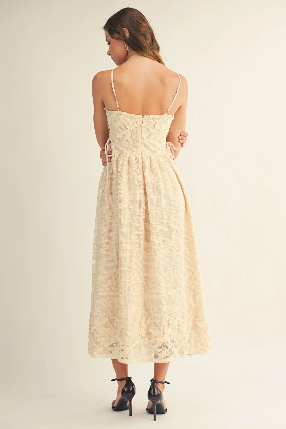 Lace Side-Tie Midi Dress