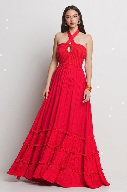 TUBE TOP WITH TRIPLE TIERE ATTACHED LONG MAXI RESORT PRIVILEGE