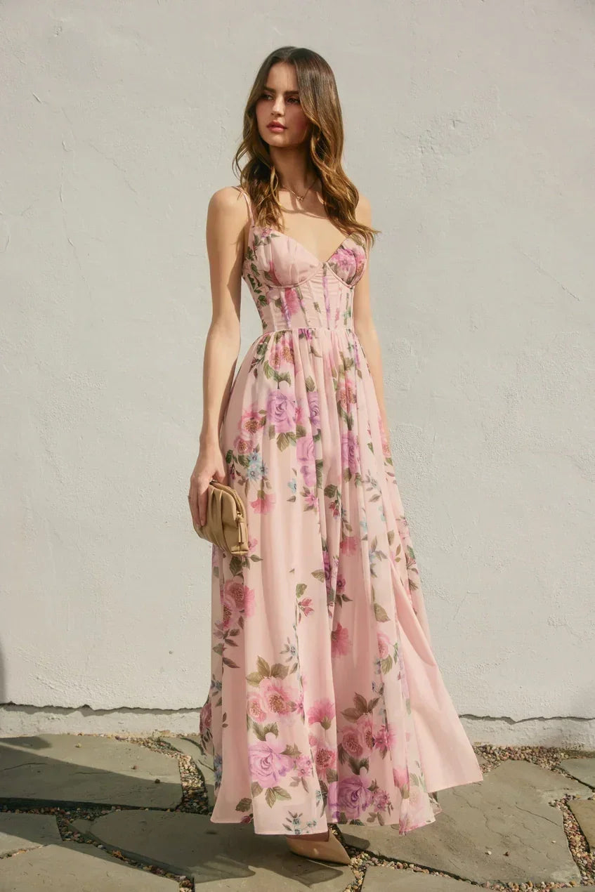 corset flowy dress Sweet Candy Maxi | Premium Women's Dresses 60s apple vintage mod length hem Pockets Jadi Wegener Style:With a slit
