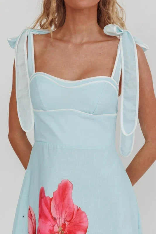 Tie Shoulder Floral Maxi Dress