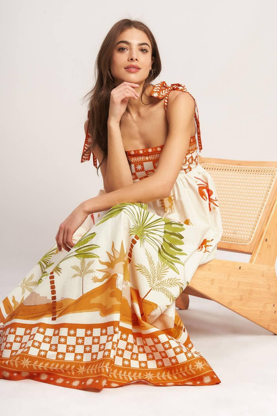 Ivory Multi Printed Woven Maxi Dress