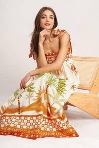 Ivory Multi Printed Woven Maxi Dress