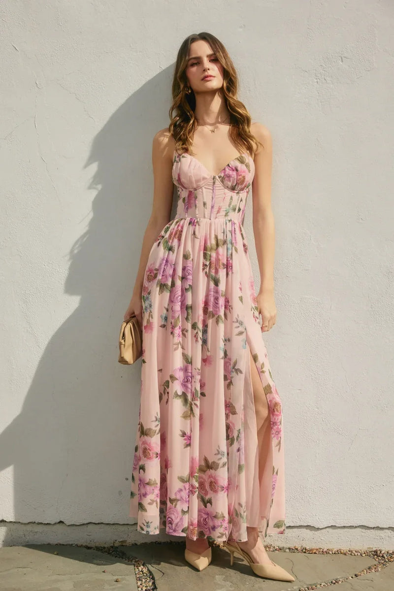 Sweet Candy Corset Flowy Maxi Dress | Premium Women's Dresses