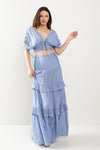 CROPTIO WITH DRAWSTING DETAIL AND MAXI SKIRT SET - PRIVILEGE 
