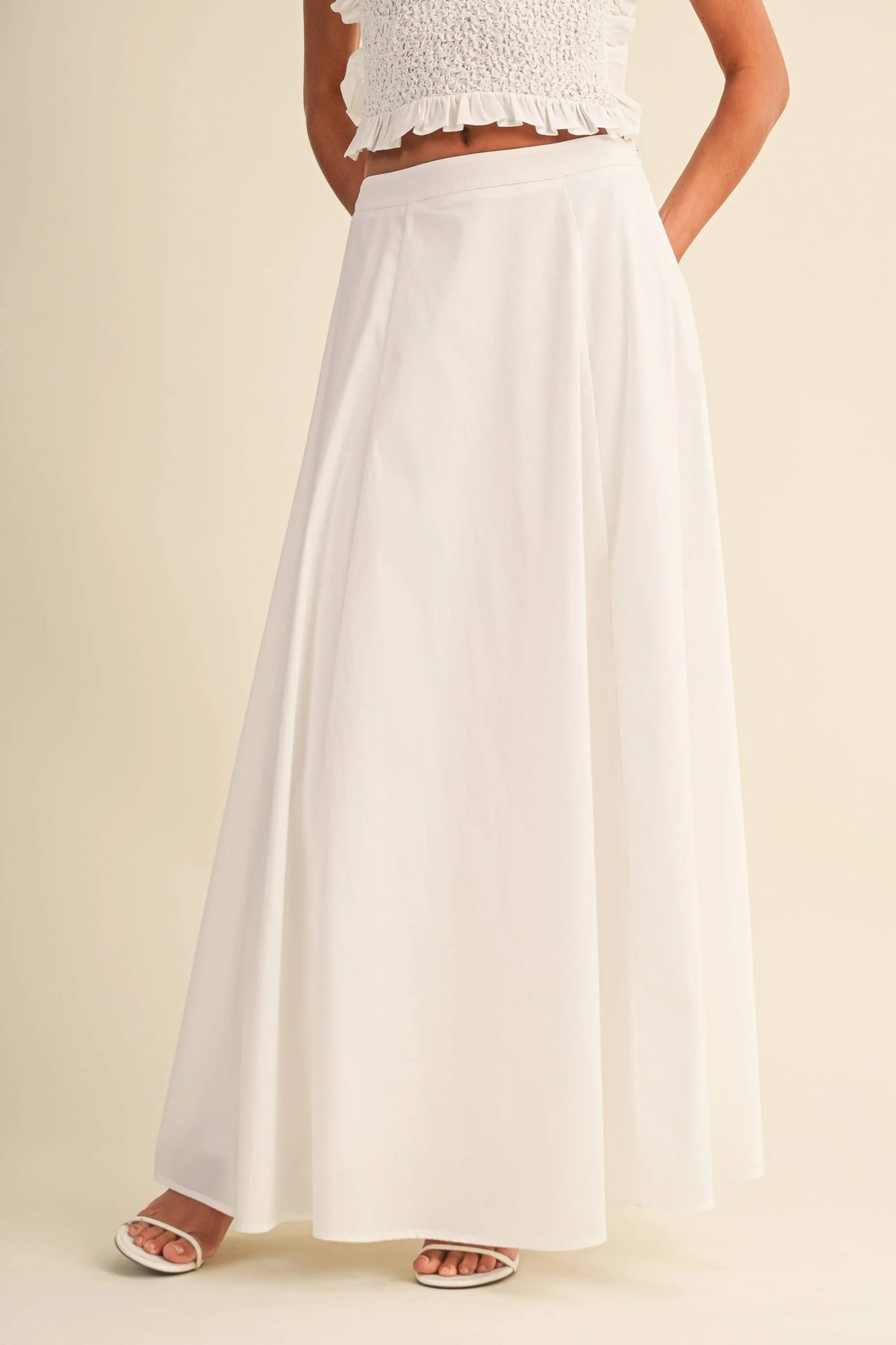 SMOCKING BACK TIED TOP AND A LINE MAXI SKIRT SET
