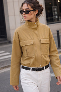 Cropped Utility Cargo Jacket