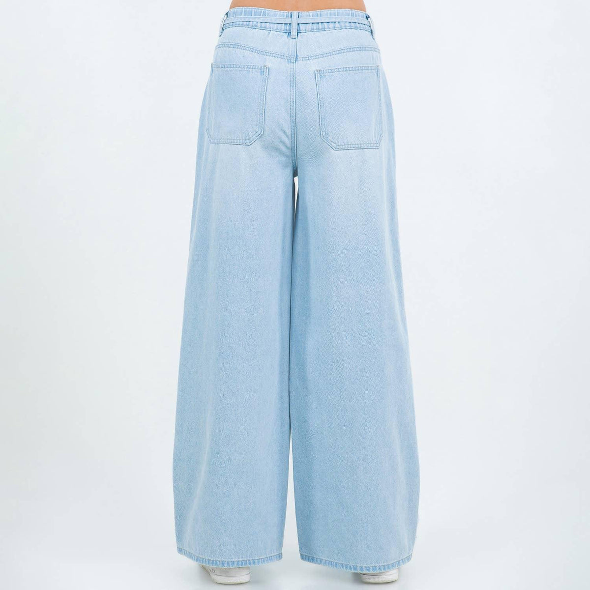 Light Blue Patchwork Wide Leg Jeans – Junior Fit