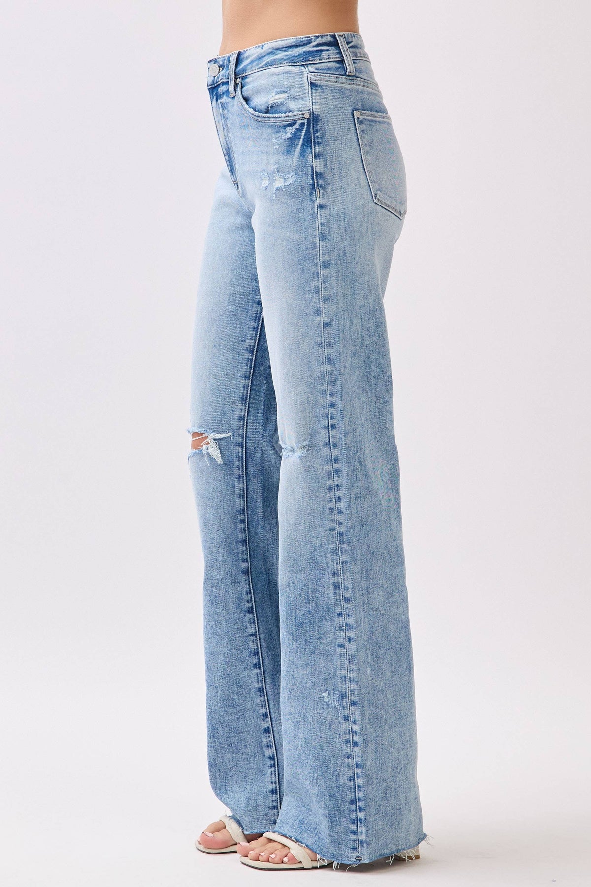 HIGH RISE STRETCH VINTAGE FLARE W/ RAW HEM JEANS